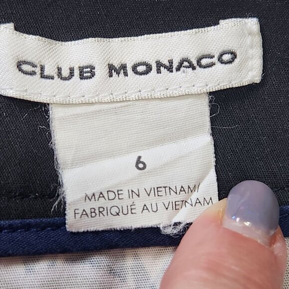 Club Monaco Womens Floral Colorblock Flat Front Shorts 6‎ Black Purple Stretch - Picture 4 of 5